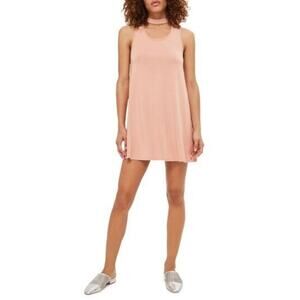Topshop Size 8 Blush Pink "Flippy Choker Tunic" Mini Sleeveless Dress NWT